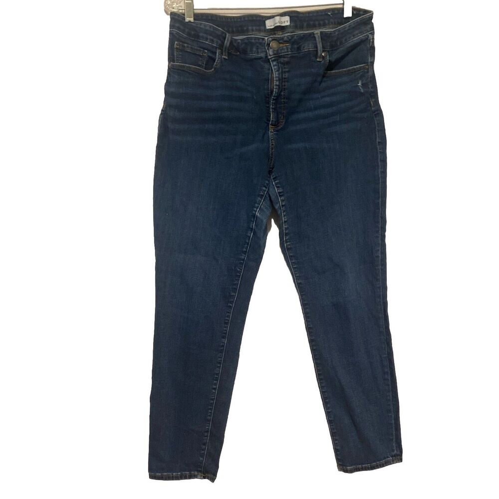 LOFT Outlet Jeans Womens 32/14High Rise Medium Wash Frayed Trim Denim